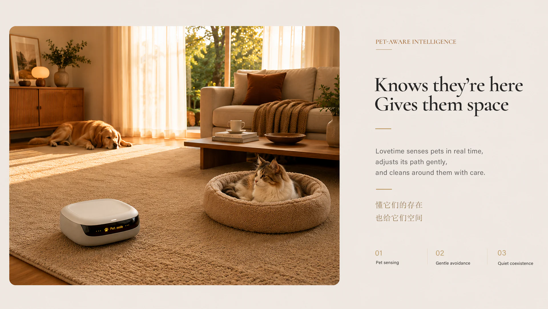 Lovetime pet-aware intelligence section
